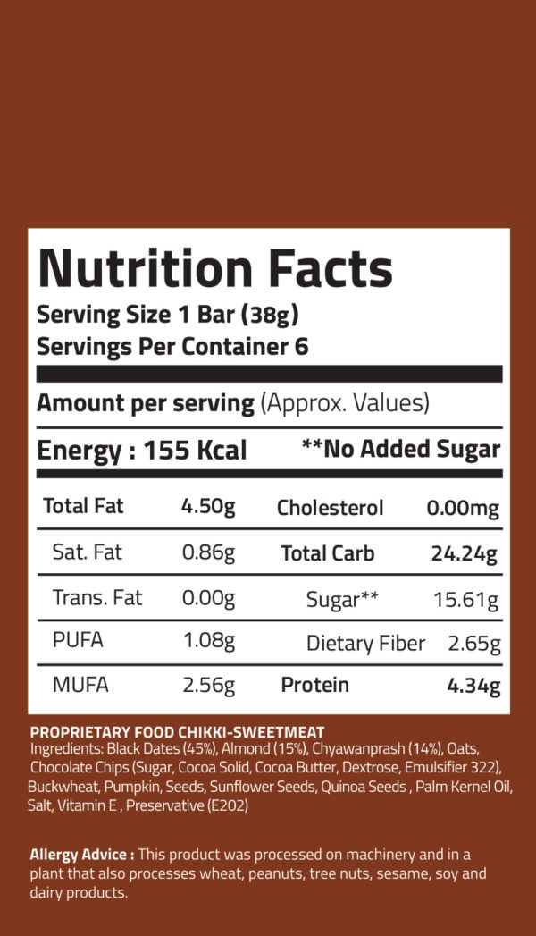 Eat Anytime Chyawanprash Energy Snack Bars Nutrition