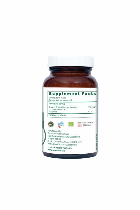 Geofresh Organic Bacopa Capsule Supplement