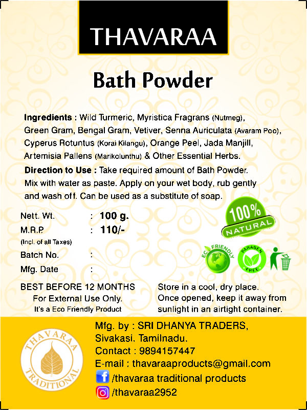 Bathpowder turmeric back