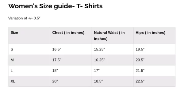 Woodwose Womens Size Chart