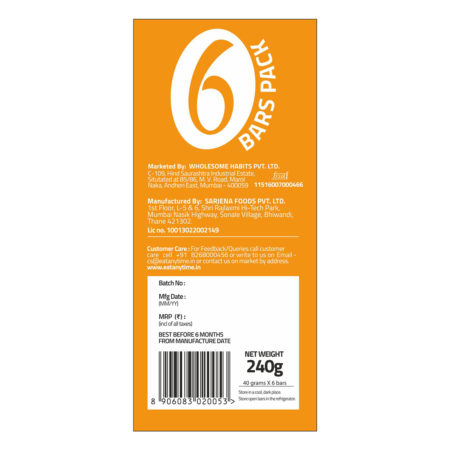 Eat Anytime Healthy Energy Bar Orange 6 Pack side