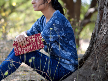 Handcrafted Fabric Pouch - Maroon