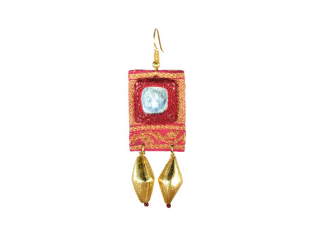 Ambari Magenta Red Handmade Mirror Earrings