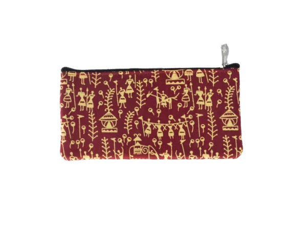 Handcrafted Fabric Pouch - Maroon