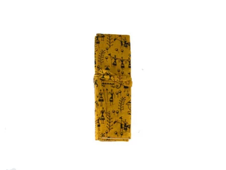 Fabric Folding Stationary Pouch (Ochre Yellow)