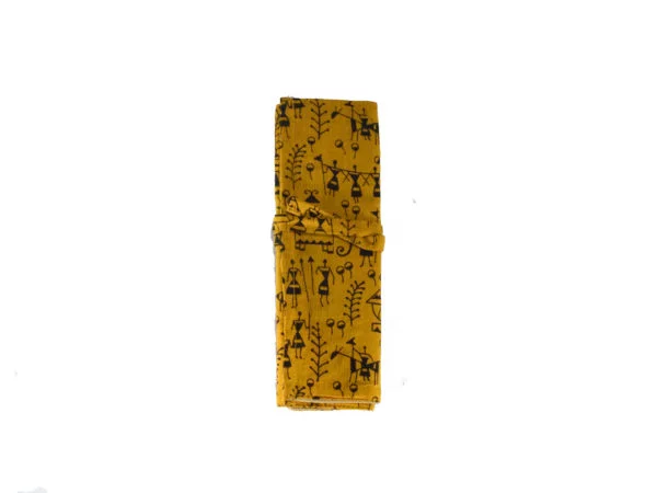 Fabric Folding Stationary Pouch (Ochre Yellow)