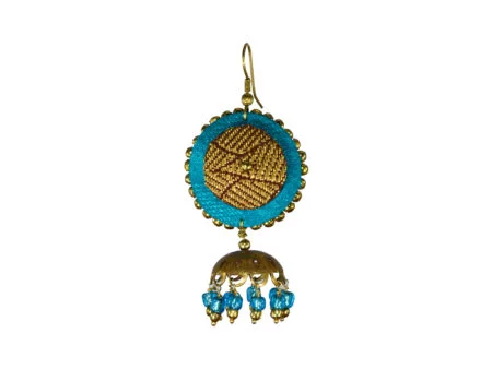 Ambari Turquoise Brown Jhumka Handmade Earrings