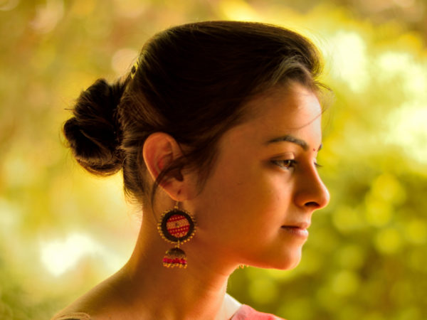 Ambari Green Magenta Jhumka Handmade Earrings