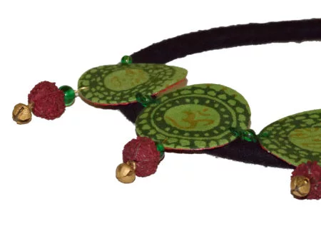 Mudran Green Black Coin Rudraksh Handmade Neckpiece