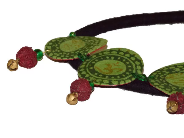 Mudran Green Black Coin Rudraksh Handmade Neckpiece