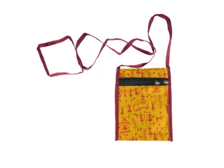 Handcrafted Fabric Mobile Sling - Ochre Yellow