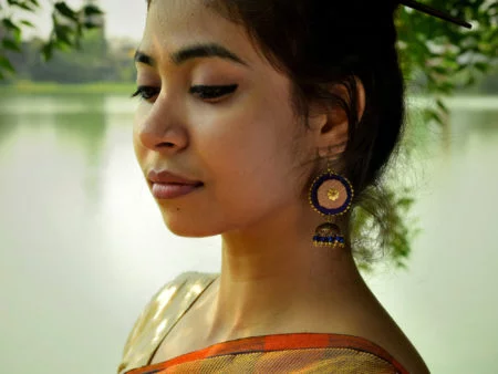 Ambari Purple Magenta Jhumka Handmade Earrings