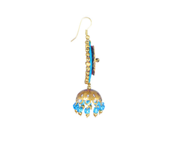 Ambari Turquoise Brown Jhumka Handmade Earrings