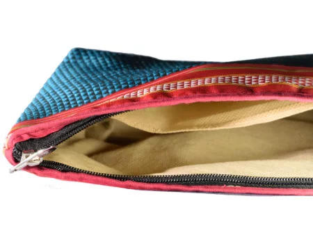 Handcrafted Fabric Vanity Pouch Set - Turquoise