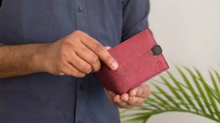 Arture Arden vegan leather wallet for mens_ Maroon+Black Hand