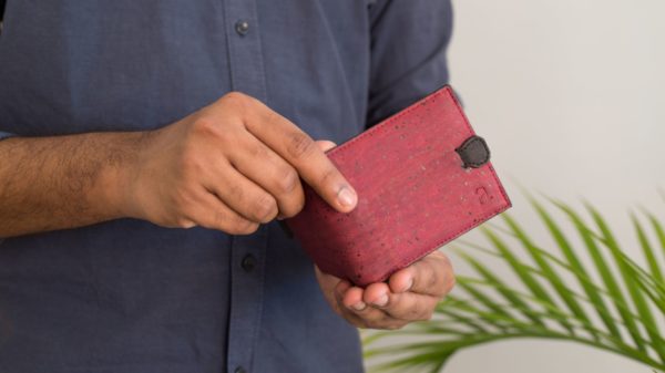 Arture Arden vegan leather wallet for mens_ Maroon+Black Hand