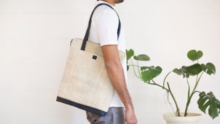 Arture Aspen Tote Bag Natural Hemp Blue Man Shoulder