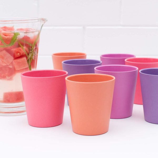 Set of 4 Bamboo Kids Drinking Cups, Stackable & Reusable (Coastal) - Image 3