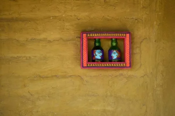 Magenta Couple Modern Art Bottled Frame