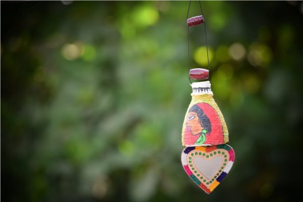 Chitravali 'Mirror' Colorful Handmade Hangings (Yellow)