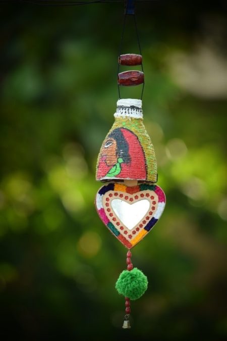 Chitravali 'Mirror' Colorful Handmade Hangings (Green)