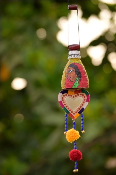 Chitravali 'Mirror' Colorful Handmade Hangings (Yellow n Red)
