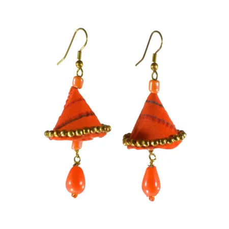 Orange Handmade Jhumaka Earrings