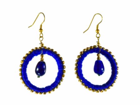Blue round Mandala Handmade Earrings