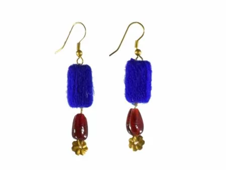 Blue Coin Rangakriti Handmade Earrings