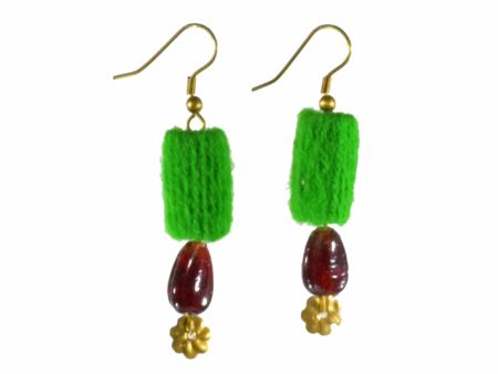 Green Coin Rangakriti Handmade Earrings