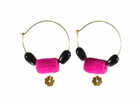 Magenta Ring Rangakriti Handmade Earrings