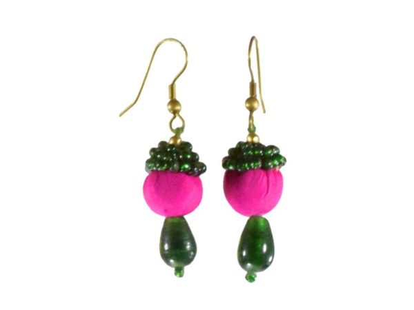 Magenta Handmade Potali Earrings