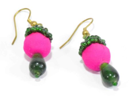 Magenta Handmade Potali Earrings