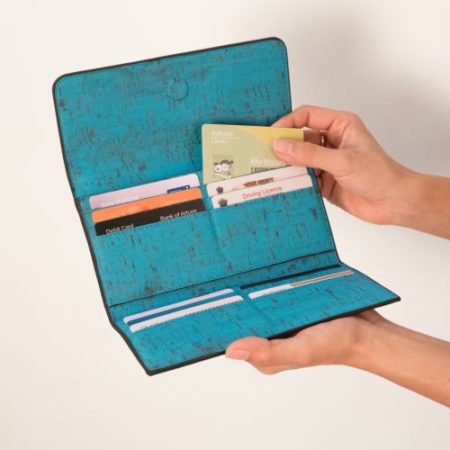 Ela Trifold Wallet Teal Cards