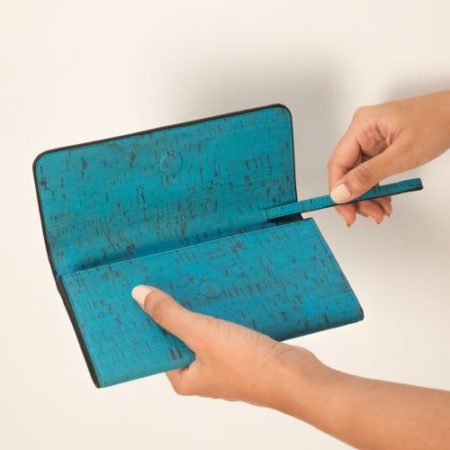 Ela Trifold Wallet Teal Hidden Strap