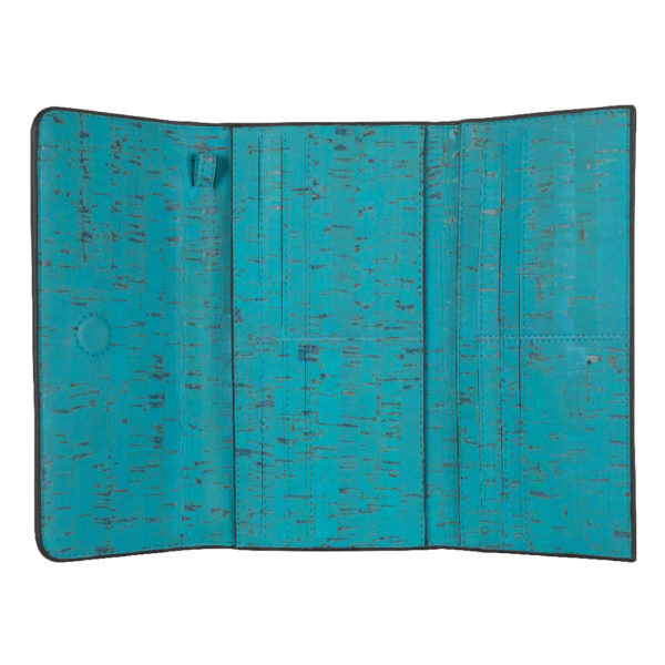 Ela Trifold Wallet Teal Inside