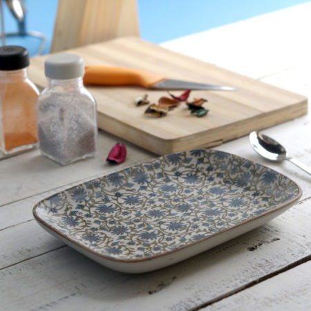 Green floral platter