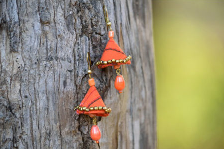 Orange Handmade Jhumaka Earrings