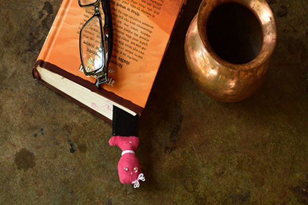 Kitabi Keeda Pink Cat Upcycled Handcrafted Bookmarks