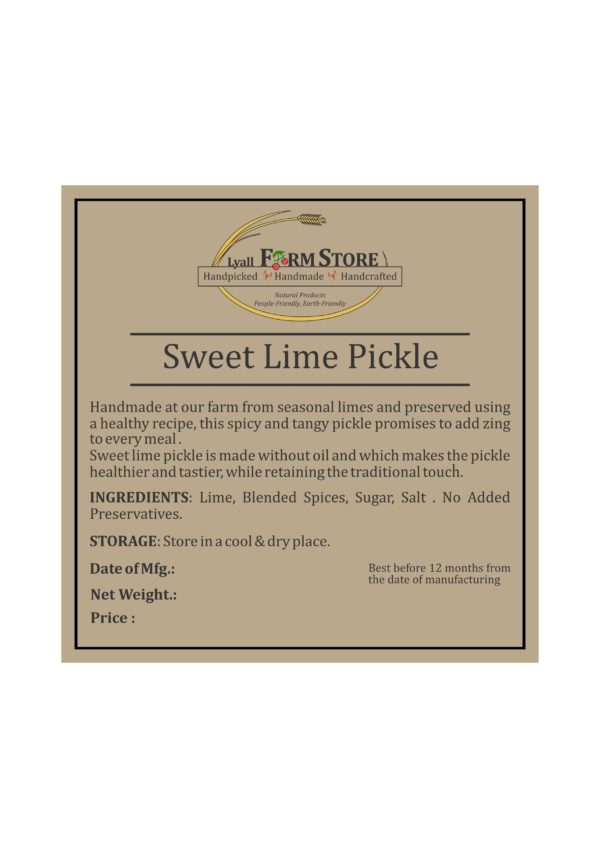 Lime pickle - 400 gms Lyall's Food Craft