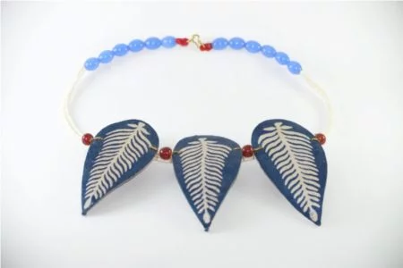 Indigo Leaf Block Printed Handmade Neck-piece