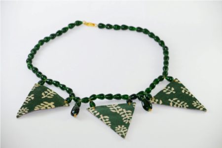 Olive Tri Block Printed Handmade Neck-piece