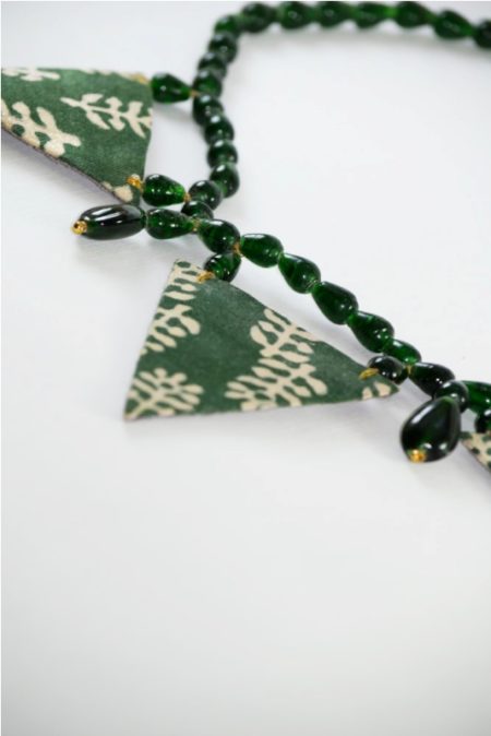Olive Tri Block Printed Handmade Neck-piece