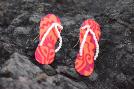 Pink Orange Handmade Paduka Earrings