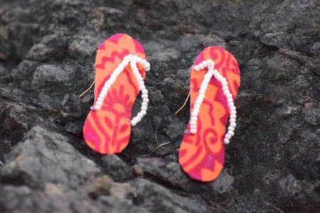 Pink Orange Handmade Paduka Earrings