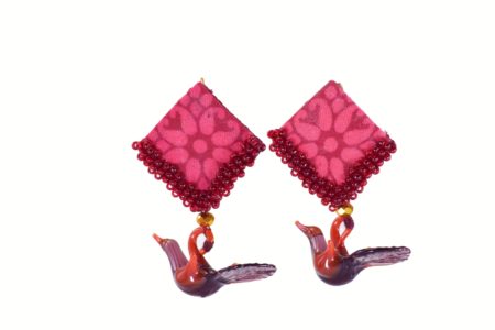 Pratibimb Brown Glass Bird Earringsv