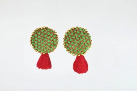 Pratibimb Red Green Butti Earrings