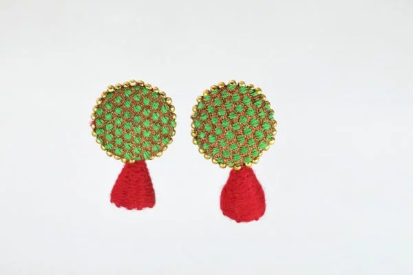 Pratibimb Red Green Butti Earrings