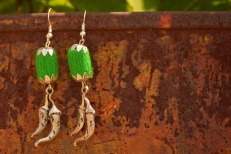 Pratibimb Green Chilly Handmade Earrings