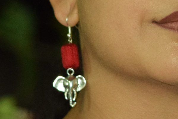 Pratibimb Maroon Ganesha Handmade Earrings